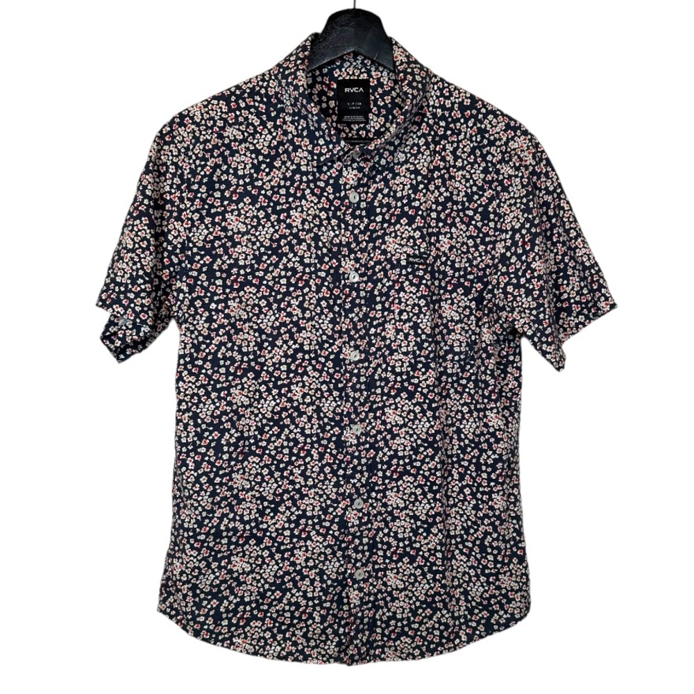 RVCA Navy Short Sleeve Button Up Floral Shirt